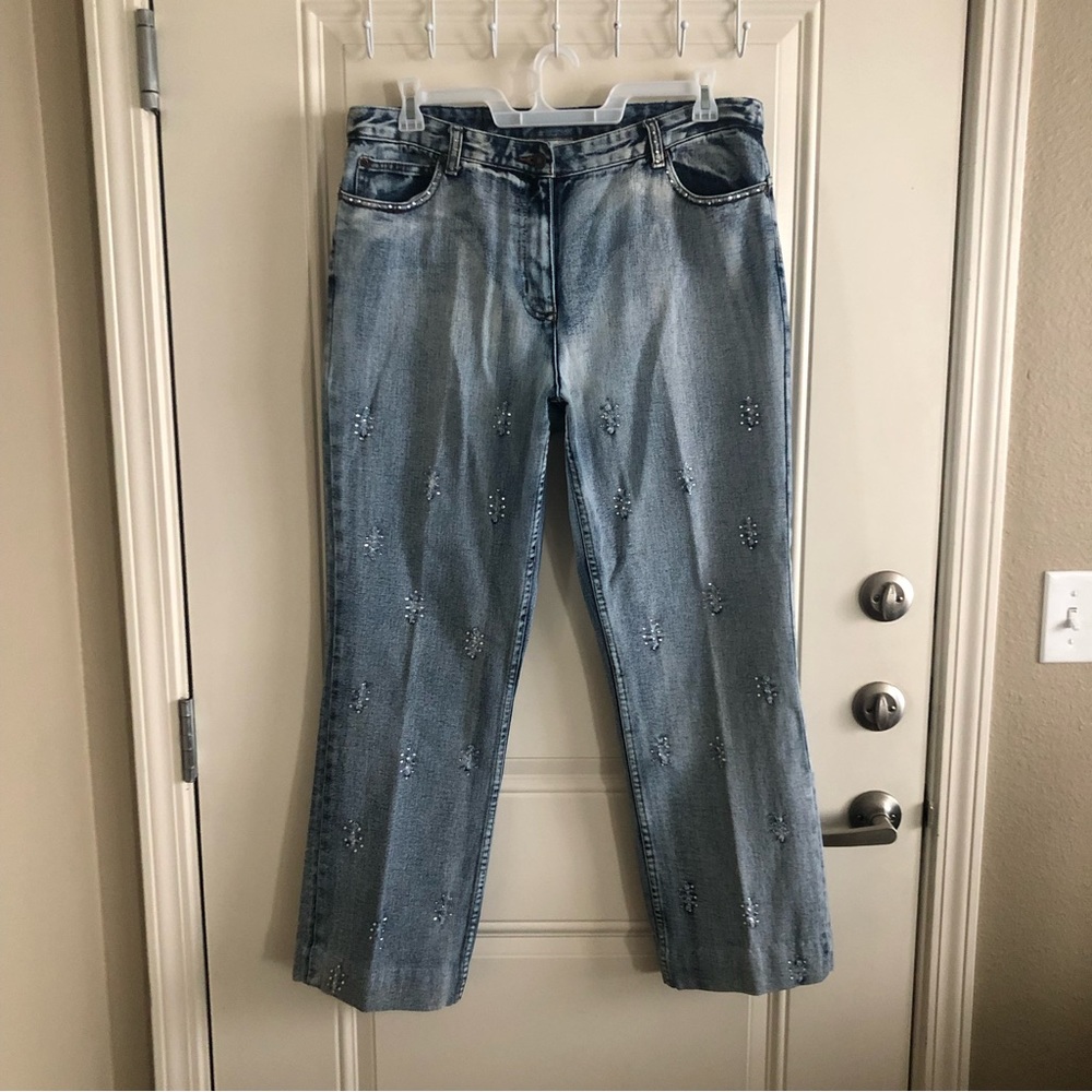 Jeanology Jeans Size 18 Y2K Vintage Rhinestone Embellished Straight Fit 36x30